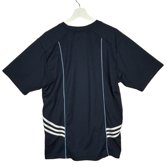 Adidas Shirt Mens XL Navy White Three Stripe Pullover Jersey Short Sleeve Casual - Picture 2 of 9
